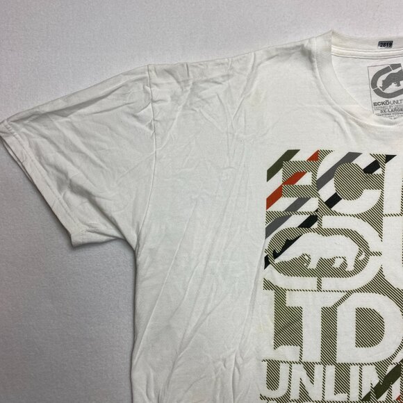 Vintage Ecko Unltd T-Shirt Men's 3XL White Short Sleeve Hip Hop Big Graphic Y2K - Picture 7 of 12